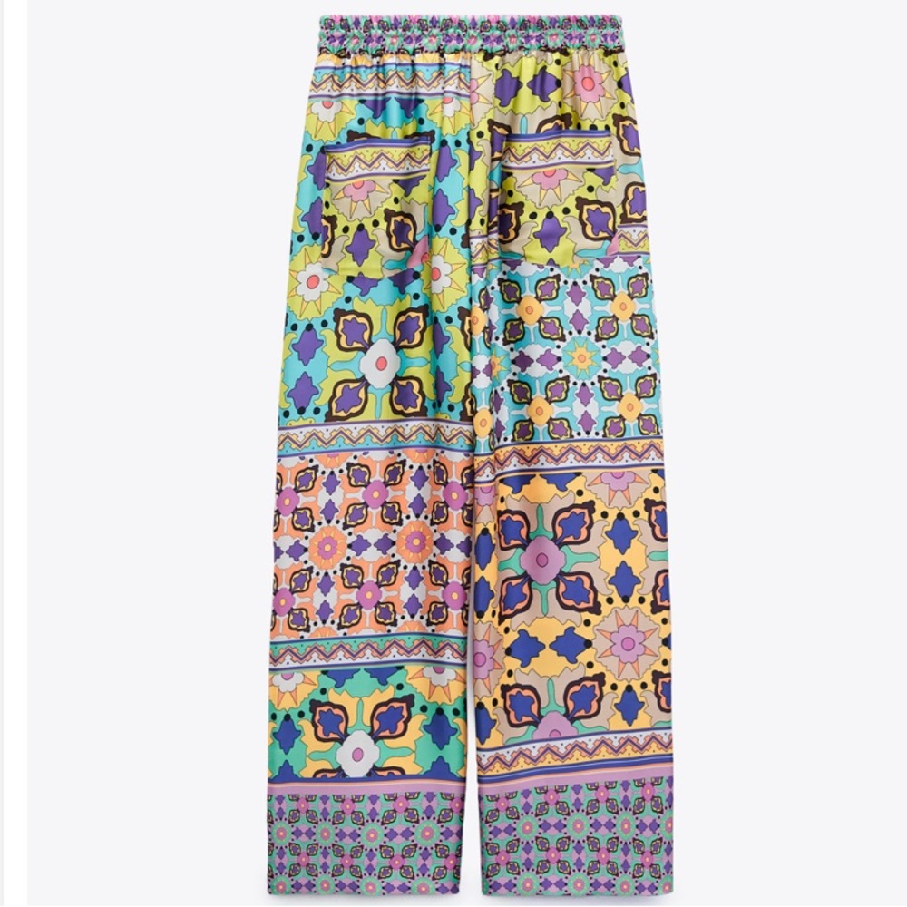 ZARA PRINTED PAJAMA-STYLE PANTS SIZE XS - Picture 5 of 6